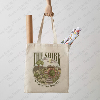 The Shire Pattern Tote Bag Платнени чанти за през рамо за пътуване Ежедневно пътуване Дамска пазарска чанта за многократна употреба Най-добър подарък за любителите на движението