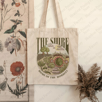 The Shire Pattern Tote Bag Платнени чанти за през рамо за пътуване Ежедневно пътуване Дамска пазарска чанта за многократна употреба Най-добър подарък за любителите на движението