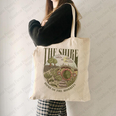 The Shire Pattern Tote Bag Vászon válltáskák utazáshoz Napi ingázáshoz A legjobb ajándék a mozgás szerelmeseinek