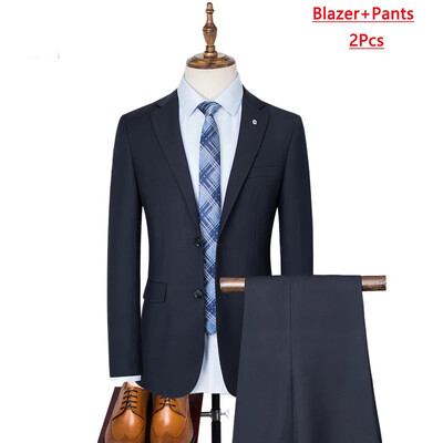 S-8XL Muška odijela (jakna + prsluk + hlače) Visokokvalitetni butik jednobojni casual poslovni uredski set od tri i dva dijela