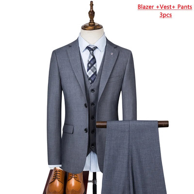 S-8XL Muška odijela (jakna + prsluk + hlače) Visokokvalitetni butik jednobojni casual poslovni uredski set od tri i dva dijela