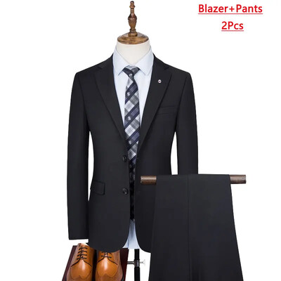 S-8XL Muška odijela (jakna + prsluk + hlače) Visokokvalitetni butik jednobojni casual poslovni uredski set od tri i dva dijela