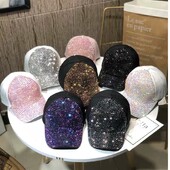 Sieviešu radžota Rhinestone beisbola cepure, regulējama dzirkstoša Bling sauļošanās cepure