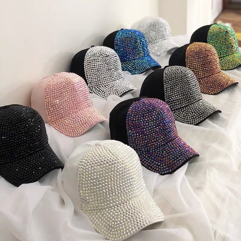 Sieviešu radžota Rhinestone beisbola cepure, regulējama dzirkstoša Bling sauļošanās cepure