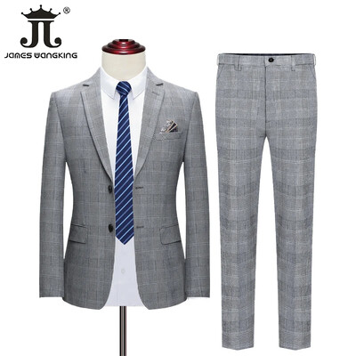 ( Blazer + hlače ) Boutique klasično karirano muško službeno poslovno odijelo vrhunske marke, komplet od 2 komada, vjenčanica za mladoženju, odijelo za pozornicu