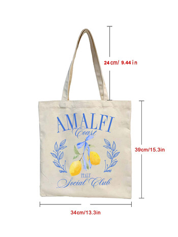 1 бр. Lemons Pattern Tote Bag Ежедневна платнена чанта за през рамо Преносима дамска чанта за училищни пътувания Пазарски чанти за жени