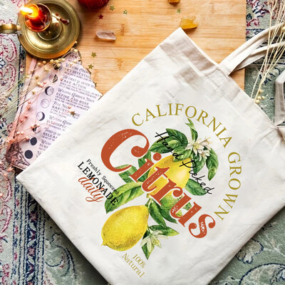 1 buc. Geantă de tote cu model de lămâi Geantă de umăr din pânză ocazională Geantă de mână portabilă pentru călătorii școlare Genți de cumpărături pentru femei