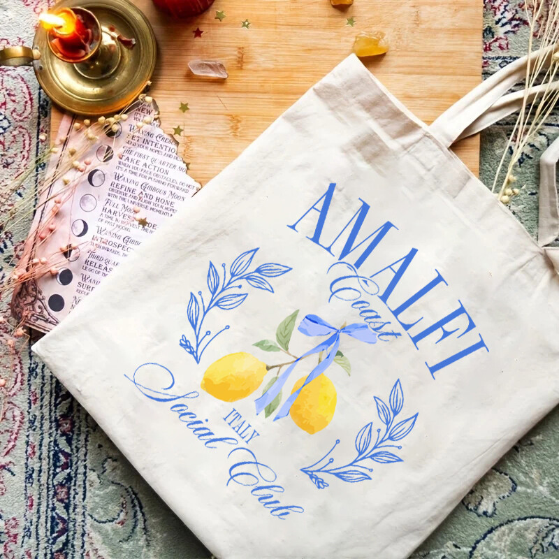 1 buc. Geantă de tote cu model de lămâi Geantă de umăr din pânză ocazională Geantă de mână portabilă pentru călătorii școlare Genți de cumpărături pentru femei