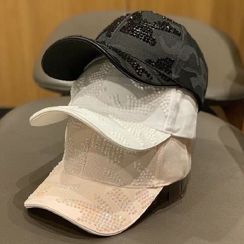 Ljetna ženska bejzbol kapa s podesivim šeširom od kamenčića