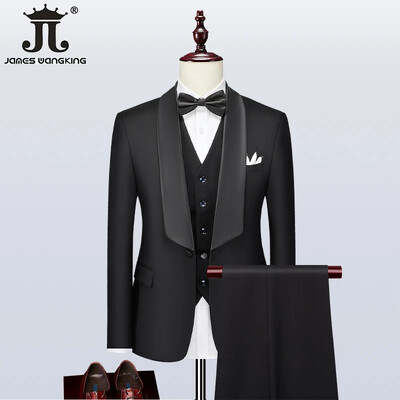 (Jachetă+Vest+Pantaloni) Costum nou Costume bărbați Bal/Petrecere Tuxedo Mire Rochie de mireasă Moda Coreeană Slim 3 piese