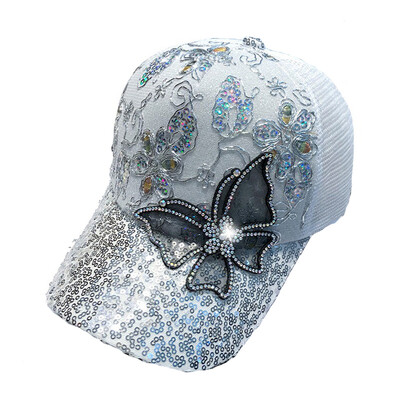 Ženska bejzbol kapa Izvrsna hip hop kapa sa leptir šljokicama Modna univerzalna udobna prozračna kapa Šešir otporan na sunce