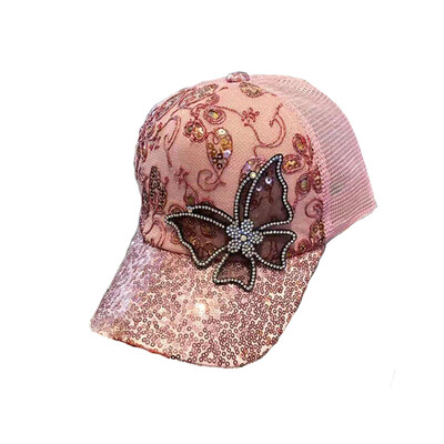 Ženska bejzbol kapa Izvrsna hip hop kapa sa leptir šljokicama Modna univerzalna udobna prozračna kapa Šešir otporan na sunce
