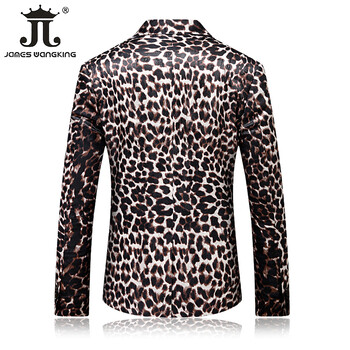 ( Blazer + παντελόνι) Stage Host Apparel Mens Suit Nightclub Prom Social Slim Tuxedo Fashion Cool Leopard Print Φόρεμα Επίσημο κοστούμι