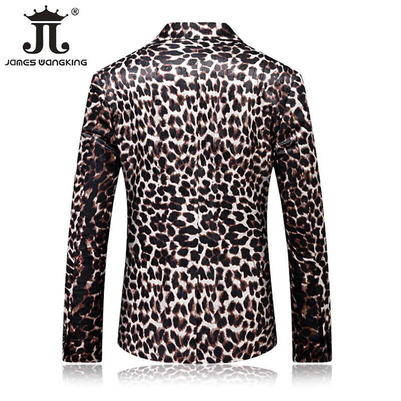 ( Blazer + Pantaloni) Stage Host Apparel Costum pentru bărbați Club de noapte Balul Social Slim Tuxedo Moda Cool Rochie cu imprimeu leopard Costum formal