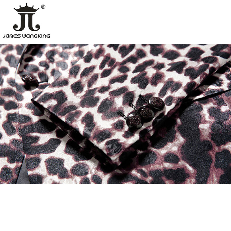 ( Blazer + Pantaloni) Stage Host Apparel Costum pentru bărbați Club de noapte Balul Social Slim Tuxedo Moda Cool Rochie cu imprimeu leopard Costum formal