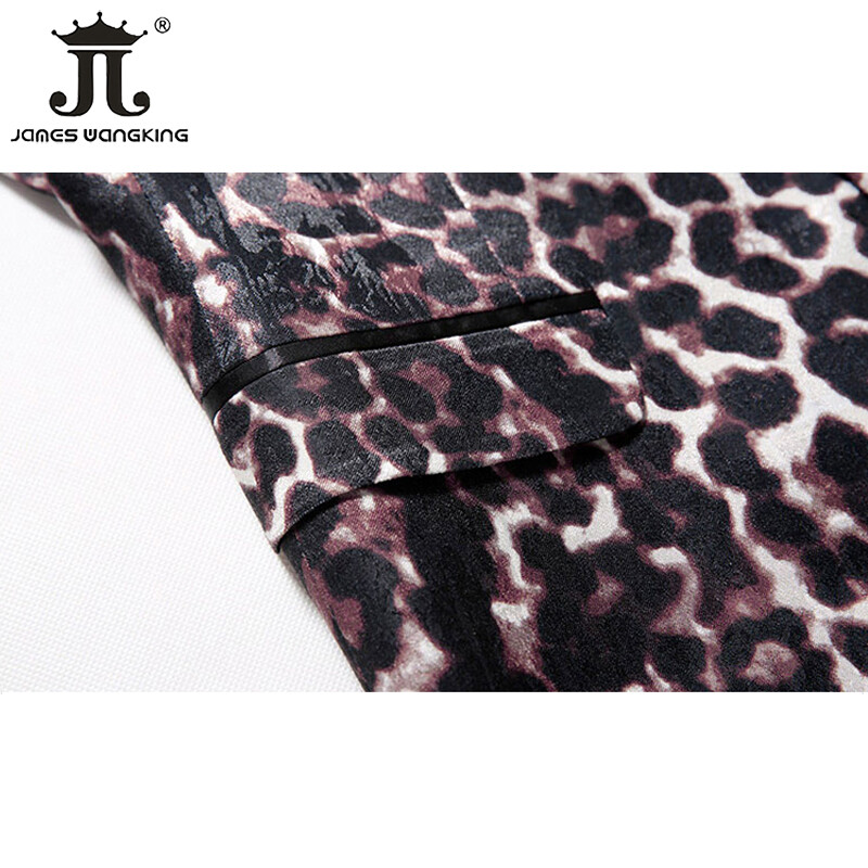 ( Blazer + Pantaloni) Stage Host Apparel Costum pentru bărbați Club de noapte Balul Social Slim Tuxedo Moda Cool Rochie cu imprimeu leopard Costum formal