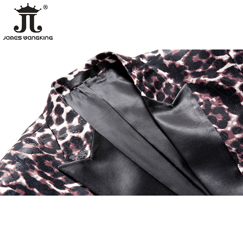( Blazer + Pantaloni) Stage Host Apparel Costum pentru bărbați Club de noapte Balul Social Slim Tuxedo Moda Cool Rochie cu imprimeu leopard Costum formal