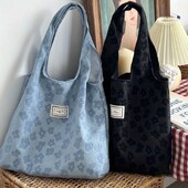 Geantă tote elegantă cu relief pentru navetă, geantă de umăr versatilă zilnică, geantă de mână din pânză cu design original, geantă casual pentru subrat