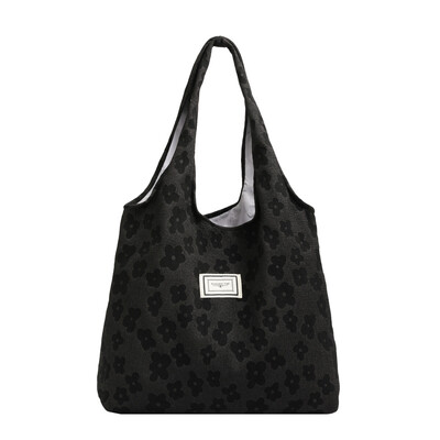 Geantă tote elegantă cu relief pentru navetă, geantă de umăr versatilă zilnică, geantă de mână din pânză cu design original, geantă casual pentru subrat