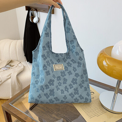 Geantă tote elegantă cu relief pentru navetă, geantă de umăr versatilă zilnică, geantă de mână din pânză cu design original, geantă casual pentru subrat