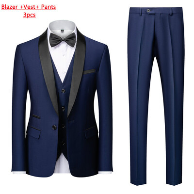 M-6XL pentru bărbați ocazional de afaceri au costum pentru fumat High End Brand Boutique Fashion Blazer Vest Pantaloni Mire rochie de mireasă Costum de petrecere