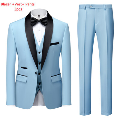 M-6XL pentru bărbați ocazional de afaceri au costum pentru fumat High End Brand Boutique Fashion Blazer Vest Pantaloni Mire rochie de mireasă Costum de petrecere