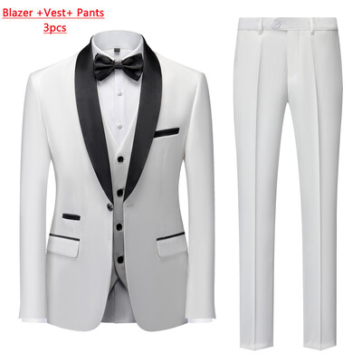 M-6XL pentru bărbați ocazional de afaceri au costum pentru fumat High End Brand Boutique Fashion Blazer Vest Pantaloni Mire rochie de mireasă Costum de petrecere