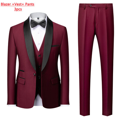 M-6XL pentru bărbați ocazional de afaceri au costum pentru fumat High End Brand Boutique Fashion Blazer Vest Pantaloni Mire rochie de mireasă Costum de petrecere