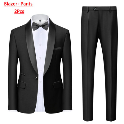 M-6XL pentru bărbați ocazional de afaceri au costum pentru fumat High End Brand Boutique Fashion Blazer Vest Pantaloni Mire rochie de mireasă Costum de petrecere