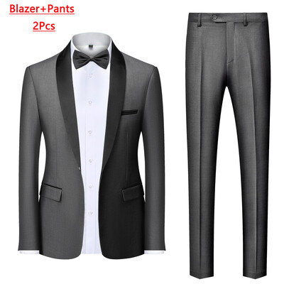 M-6XL pentru bărbați ocazional de afaceri au costum pentru fumat High End Brand Boutique Fashion Blazer Vest Pantaloni Mire rochie de mireasă Costum de petrecere