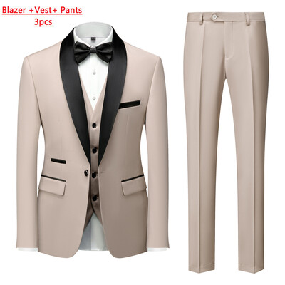 M-6XL pentru bărbați ocazional de afaceri au costum pentru fumat High End Brand Boutique Fashion Blazer Vest Pantaloni Mire rochie de mireasă Costum de petrecere