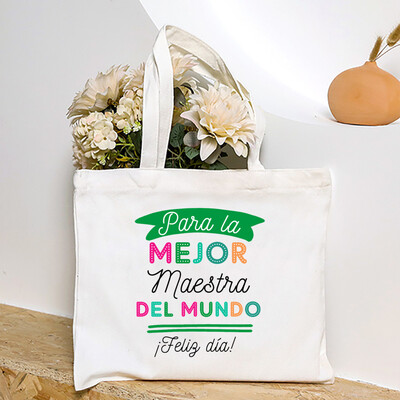 Cea mai bună profesoară din lume, geantă de umăr pentru femei cu imprimeu spaniol, genți de cumpărături din pânză, genți de mână pentru femei, toc reutilizabil, cadou pentru profesor