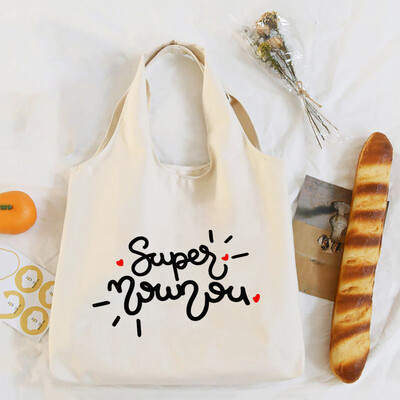 Mulțumesc Nounou Geantă de umăr cu imprimeu francez Geantă tote din pânză Genți de mână pentru femei Harajuku Genți de cumpărături reutilizabile Cadou pentru Nounou