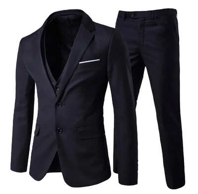 Costume elegante pentru barbati nunta 3 piese 2 set jachete vesta pantaloni sacouri de lux tinuta mire clasic complet 2024 costum formal
