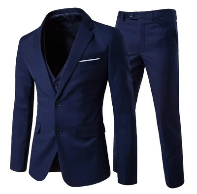 Costume elegante pentru barbati nunta 3 piese 2 set jachete vesta pantaloni sacouri de lux tinuta mire clasic complet 2024 costum formal