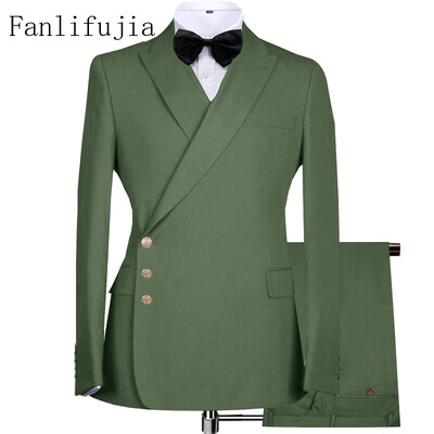 Fanlifujia 2024 Blazer cu nasturi laterali cu design nou, costume pentru bărbați, costum formal bleumarin, stil italian, smoking de nuntă de mire