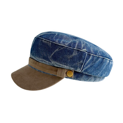 Combhasaki Дамски Y2K Vintage деним Шапка за цигулар с пачуърк Шапка с козирка Paperboy Painter Осмоъгълни шапки