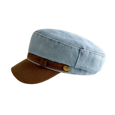 Combhasaki Дамски Y2K Vintage деним Шапка за цигулар с пачуърк Шапка с козирка Paperboy Painter Осмоъгълни шапки