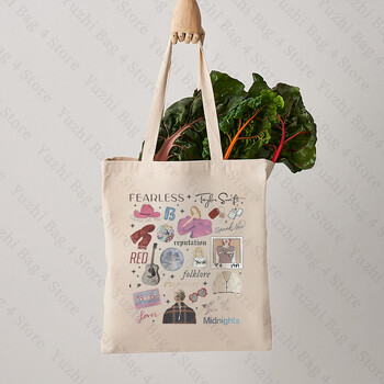 The Eras Tour Pattern Print Canvas Ръчен багаж The Eras Tour Hand Luggage swiftie Чанта през рамо Подарък за TS фенове