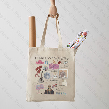 The Eras Tour Pattern Print Canvas Ръчен багаж The Eras Tour Hand Luggage swiftie Чанта през рамо Подарък за TS фенове