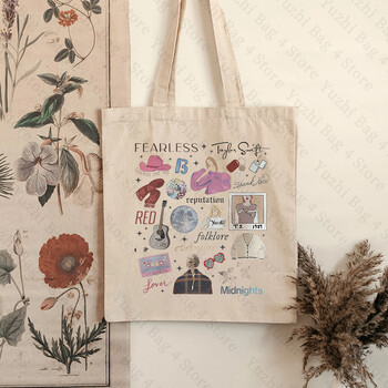 The Eras Tour Pattern Print Canvas Ръчен багаж The Eras Tour Hand Luggage swiftie Чанта през рамо Подарък за TS фенове