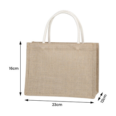 Geantă de iuta de mare capacitate pentru cumpărături Geantă de tote portabilă vintage Geantă de mână din in Geantă de frânghie de bumbac Geantă de umăr ocazională de transport pentru femei