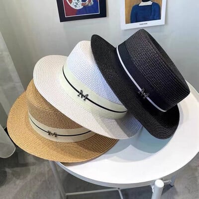 Jaunas vasaras salmu cepures Sieviete Panama Travel Beach Sun Hat Sieviešu Eleganta Luksusa Džeza cepure