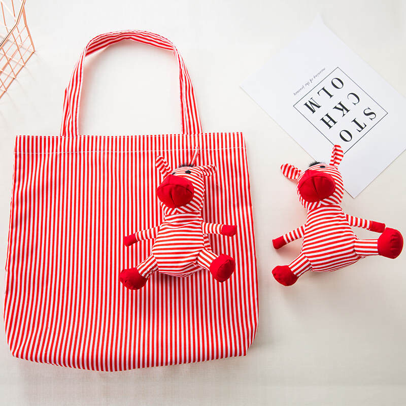 Kokvilna un kokvilnas pildījums Zebra iepirkumu soma Videi draudzīga sieviešu dāvanu salokāma atkārtoti lietojama soma Pārnēsājama plecu soma