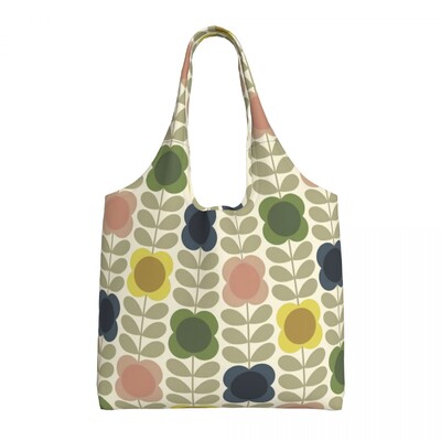 Prilagođene slatke printane proljetne cvjetnice Orla Kiely torbe za kupnju Torbe od platna koje se mogu prati na ramena Shopper fotografske torbe