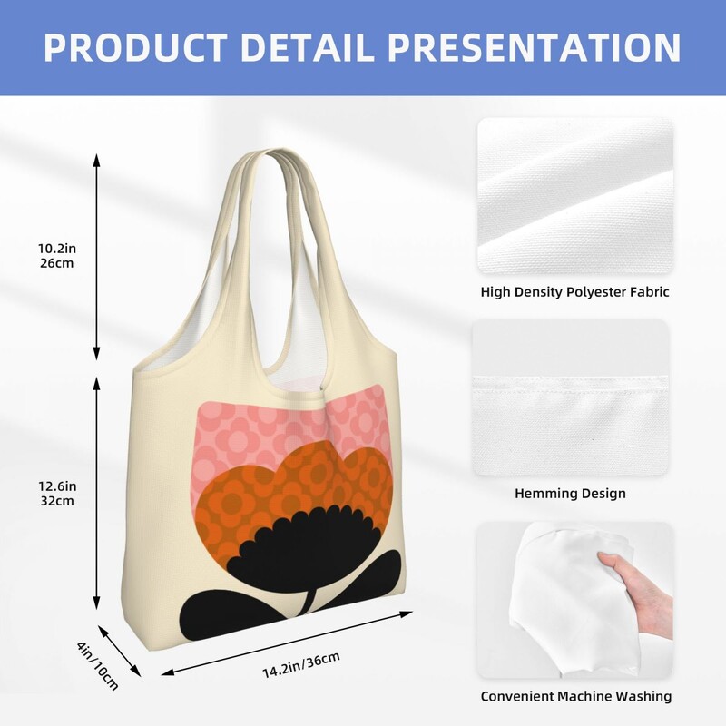 Prilagođene slatke printane proljetne cvjetnice Orla Kiely torbe za kupnju Torbe od platna koje se mogu prati na ramena Shopper fotografske torbe
