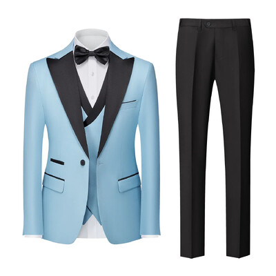 (Jachetă + Vestă + Pantaloni) Costum de afaceri oficial pentru bărbați pentru fumători Set din trei piese Rochie de mireasă pentru petrecere Costum tiranian pentru bărbați