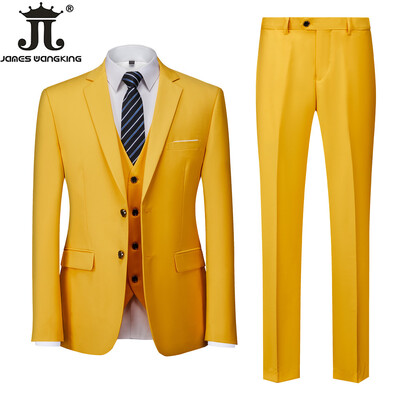 18 culori M-6XL (jachetă + vestă + pantaloni) Boutique de culoare solidă Costum de afaceri oficial pentru bărbați Rochie de mireasă pentru petrecere Costum pentru bărbați