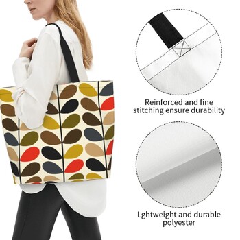 Orla Kiely Abstract Multi Stem Canvas Shopping Bag Big Capacity Grocery Mid Century Scandinavian Geometric Shopper Tote Bags