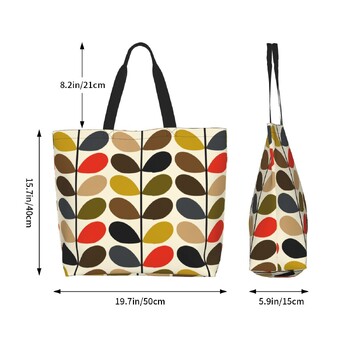 Orla Kiely Abstract Multi Stem Canvas Shopping Bag Big Capacity Grocery Mid Century Scandinavian Geometric Shopper Tote Bags